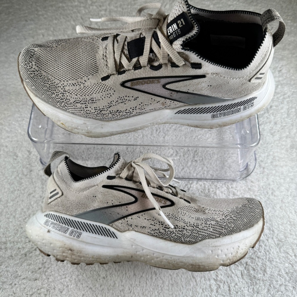 Brooks Glycerin GTS 21 StealthFit Women Size 8 Beige Good Running Shoes Sneakers